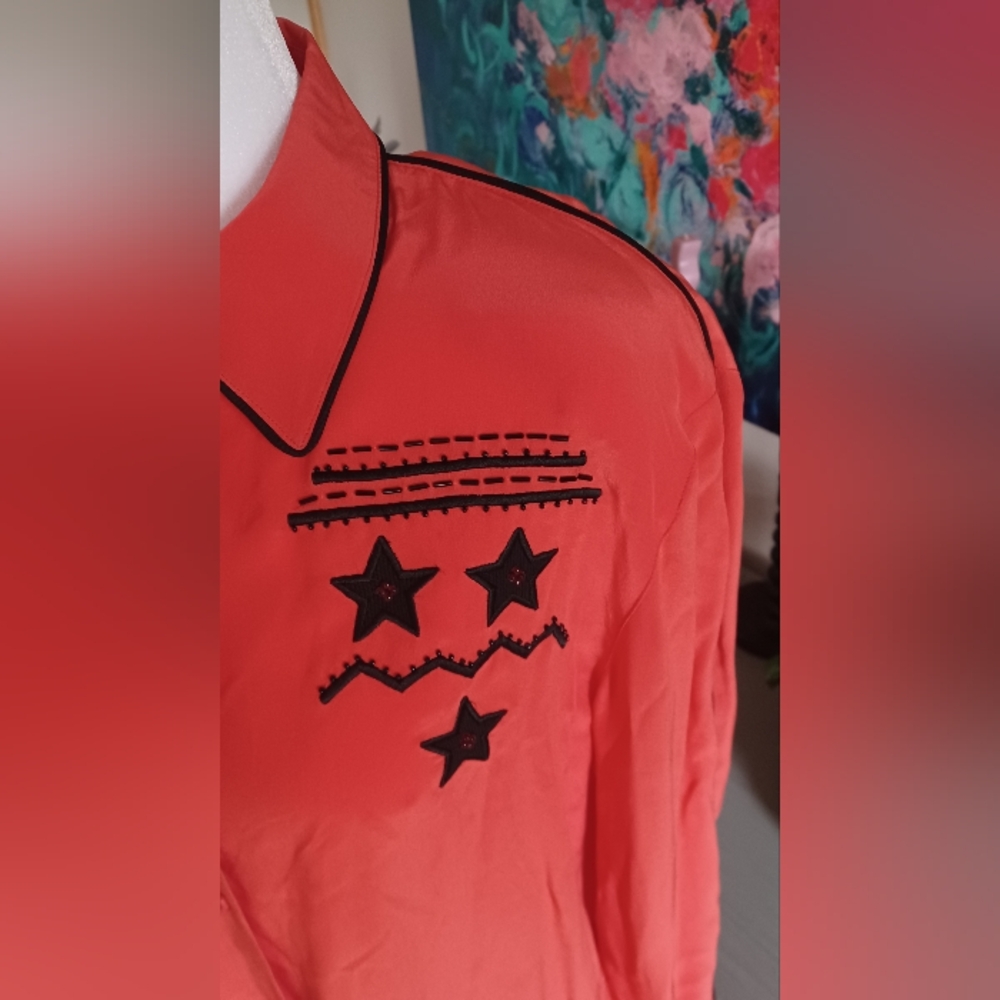 Orange Embroidered Beaded Sunshine And Star Shirt And Skirt Set - Picture 4 of 16